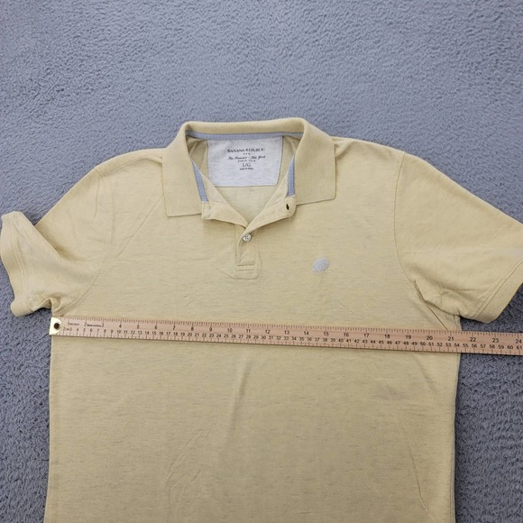 Banana Republic Shirt Mens Large Yellow Polo Golf Short Sleeve Classiccore Logo - Picture 12 of 14